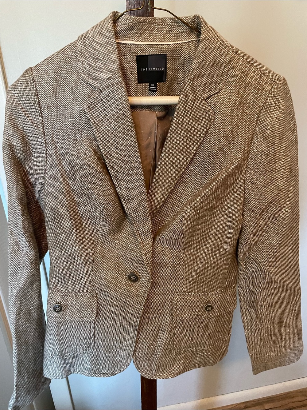 The Limited Women's Tan Tweed Blazer- XS